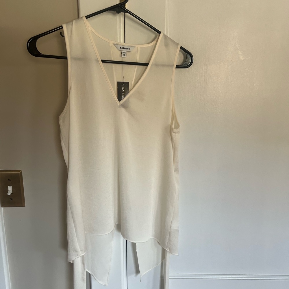 Ivory tie slit tank top